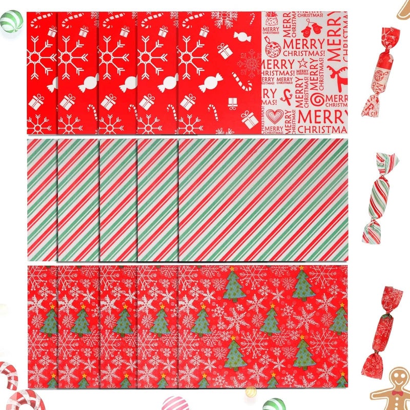 YBB 1200 Pcs Christmas Candy Wrappers for Caramel, Greaseproof Candy Wax Twisting Papers Wrappers for Christmas Party Goodies Candy Chocolate Sweets - Image 1